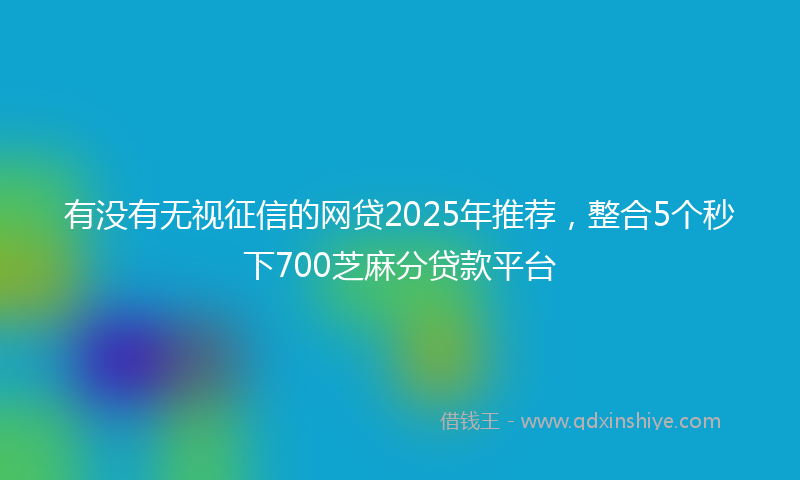 有没有无视征信的网贷2025年推荐，整合5个秒下700芝麻分贷款平台