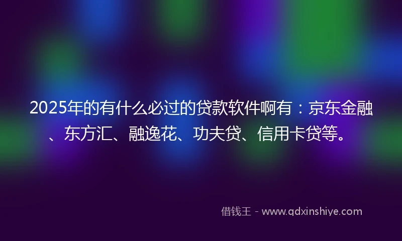 2025年的有什么必过的贷款软件啊有：京东金融、东方汇、融逸花、功夫贷、信用卡贷等。