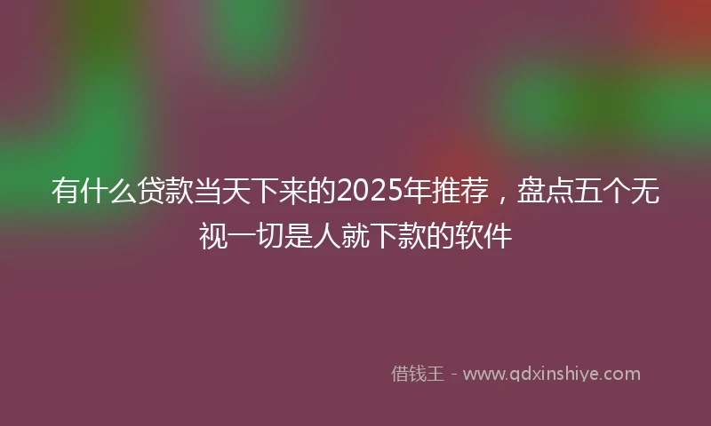 有什么贷款当天下来的2025年推荐，盘点五个无视一切是人就下款的软件