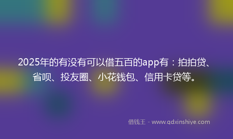 2025年的有没有可以借五百的app有：拍拍贷、省呗、投友圈、小花钱包、信用卡贷等。