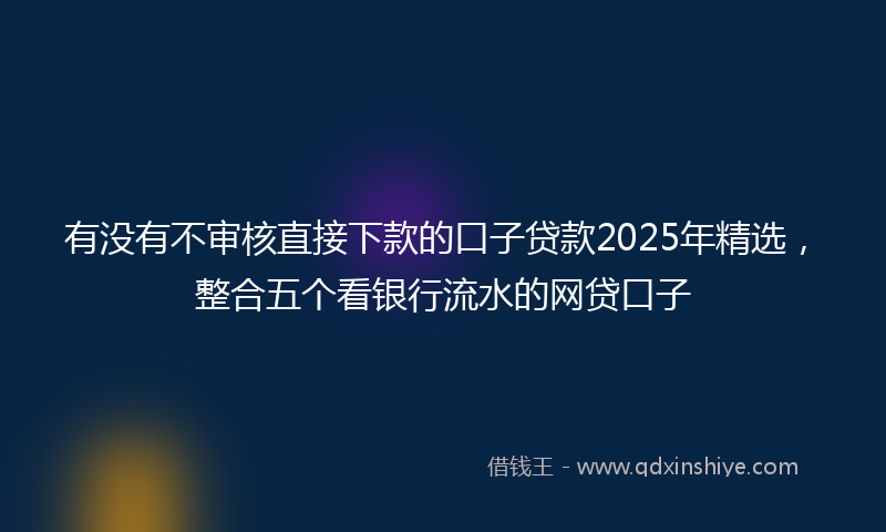 有没有不审核直接下款的口子贷款2025年精选，整合五个看银行流水的网贷口子