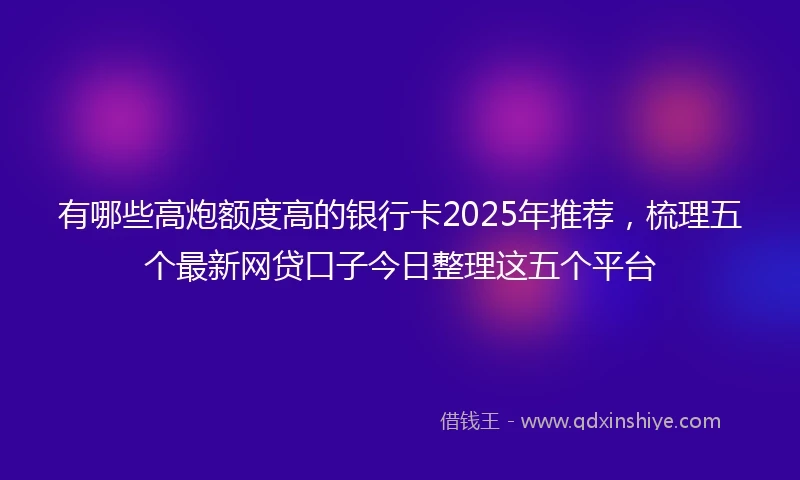 有哪些高炮额度高的银行卡2025年推荐，梳理五个最新网贷口子今日整理这五个平台