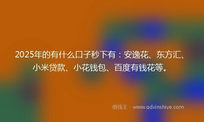 2025年的有什么口子秒下有：安逸花、东方汇、小米贷款、小花钱包、百度有钱花等。