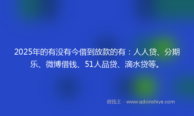2025年的有没有今借到放款的有：人人贷、分期乐、微博借钱、51人品贷、滴水贷等。