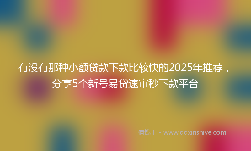 有没有那种小额贷款下款比较快的2025年推荐，分享5个新号易贷速审秒下款平台
