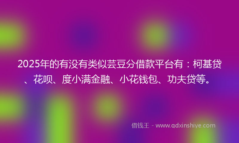 2025年的有没有类似芸豆分借款平台有：柯基贷、花呗、度小满金融、小花钱包、功夫贷等。