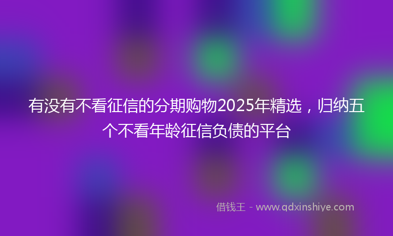 有没有不看征信的分期购物2025年精选，归纳五个不看年龄征信负债的平台