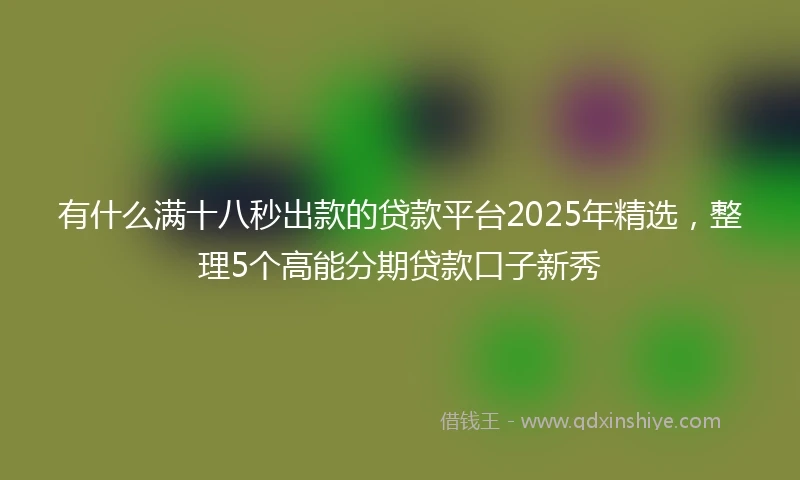 有什么满十八秒出款的贷款平台2025年精选，整理5个高能分期贷款口子新秀
