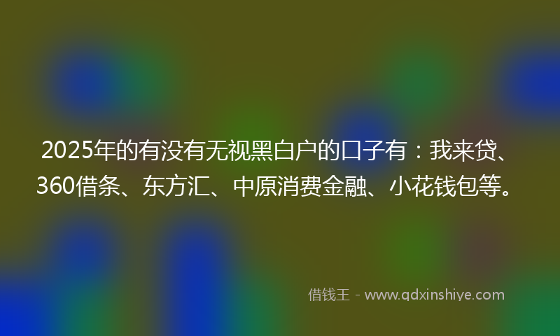 2025年的有没有无视黑白户的口子有：我来贷、360借条、东方汇、中原消费金融、小花钱包等。