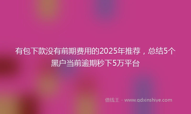 有包下款没有前期费用的2025年推荐，总结5个黑户当前逾期秒下5万平台