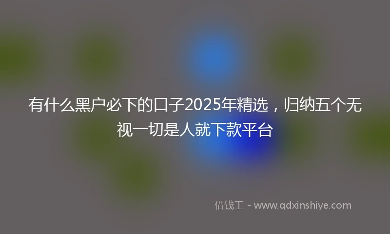 有什么黑户必下的口子2025年精选，归纳五个无视一切是人就下款平台