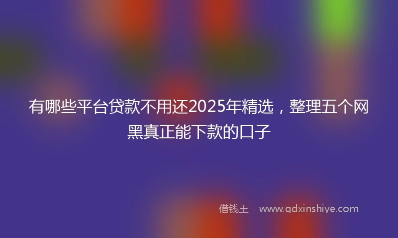 有哪些平台贷款不用还2025年精选，整理五个网黑真正能下款的口子