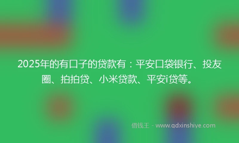 2025年的有口子的贷款有：平安口袋银行、投友圈、拍拍贷、小米贷款、平安i贷等。