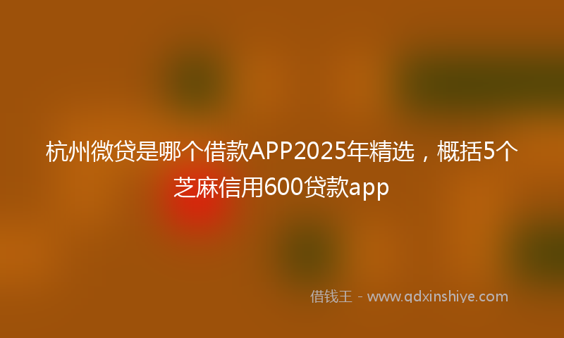 杭州微贷是哪个借款APP2025年精选，概括5个芝麻信用600贷款app