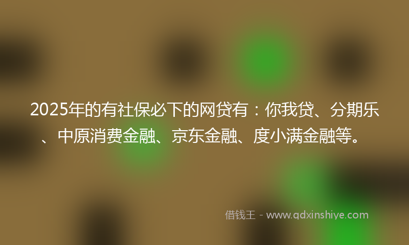 2025年的有社保必下的网贷有：你我贷、分期乐、中原消费金融、京东金融、度小满金融等。