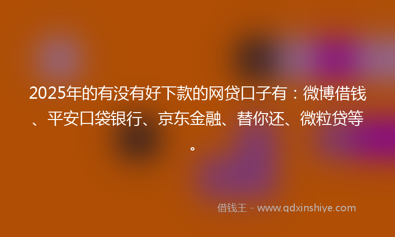 2025年的有没有好下款的网贷口子有：微博借钱、平安口袋银行、京东金融、替你还、微粒贷等。