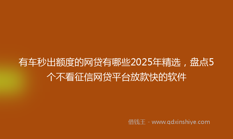 有车秒出额度的网贷有哪些2025年精选，盘点5个不看征信网贷平台放款快的软件