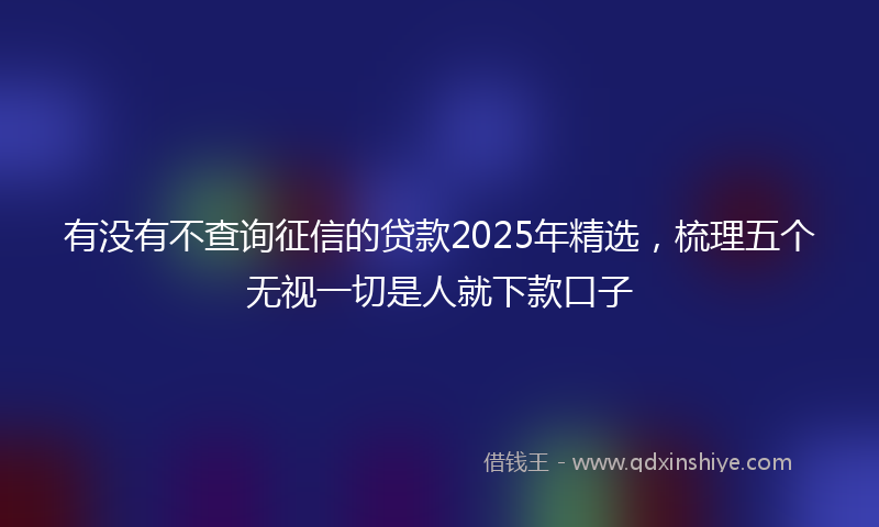 有没有不查询征信的贷款2025年精选，梳理五个无视一切是人就下款口子