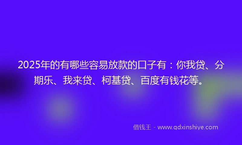 2025年的有哪些容易放款的口子有：你我贷、分期乐、我来贷、柯基贷、百度有钱花等。
