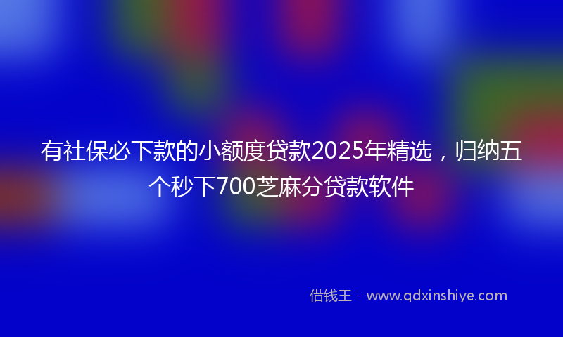 有社保必下款的小额度贷款2025年精选，归纳五个秒下700芝麻分贷款软件
