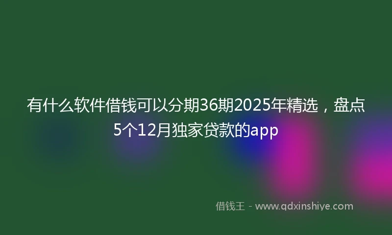 有什么软件借钱可以分期36期2025年精选，盘点5个12月独家贷款的app