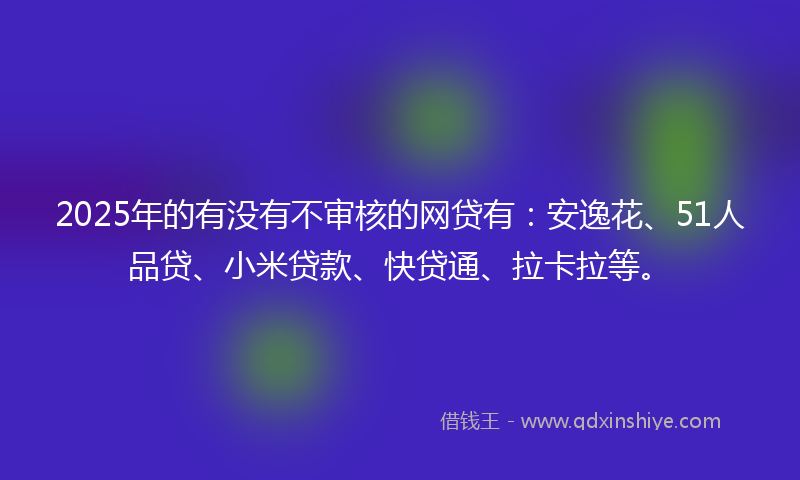 2025年的有没有不审核的网贷有：安逸花、51人品贷、小米贷款、快贷通、拉卡拉等。