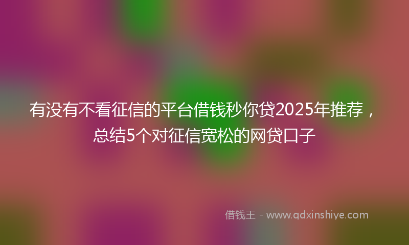 有没有不看征信的平台借钱秒你贷2025年推荐，总结5个对征信宽松的网贷口子