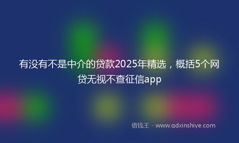 有没有不是中介的贷款2025年精选，概括5个网贷无视不查征信app