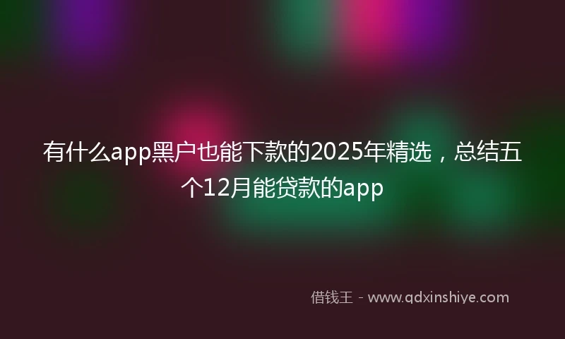 有什么app黑户也能下款的2025年精选，总结五个12月能贷款的app