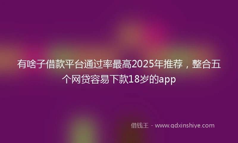 有啥子借款平台通过率最高2025年推荐，整合五个网贷容易下款18岁的app