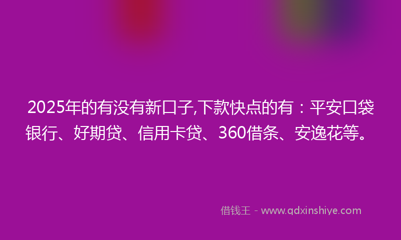 2025年的有没有新口子,下款快点的有：平安口袋银行、好期贷、信用卡贷、360借条、安逸花等。