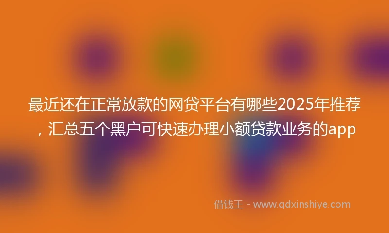 最近还在正常放款的网贷平台有哪些2025年推荐,汇总五个黑户可快速办理小额贷款业务的app