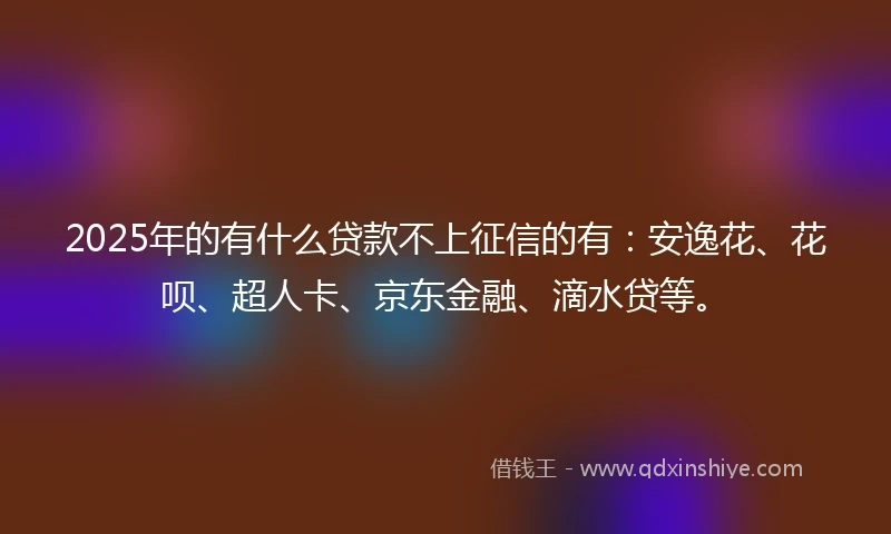 2025年的有什么贷款不上征信的有：安逸花、花呗、超人卡、京东金融、滴水贷等。