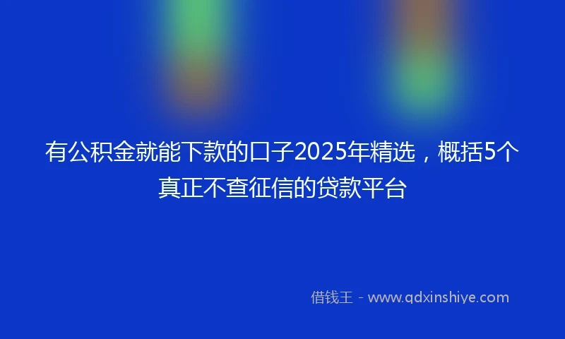 有公积金就能下款的口子2025年精选，概括5个真正不查征信的贷款平台