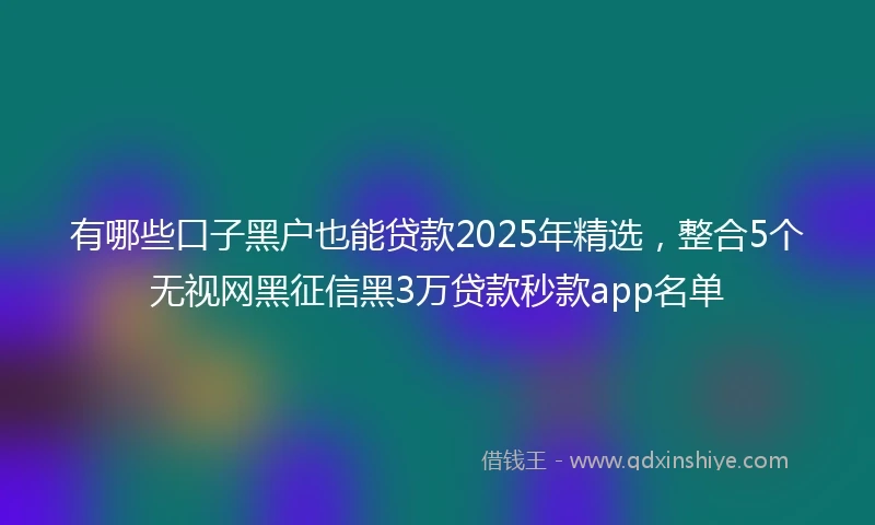 有哪些口子黑户也能贷款2025年精选，整合5个无视网黑征信黑3万贷款秒款app名单