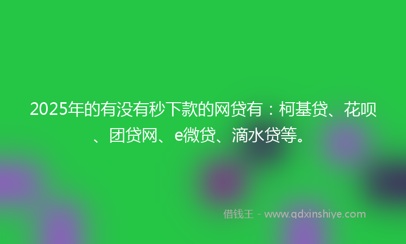 2025年的有没有秒下款的网贷有：柯基贷、花呗、团贷网、e微贷、滴水贷等。