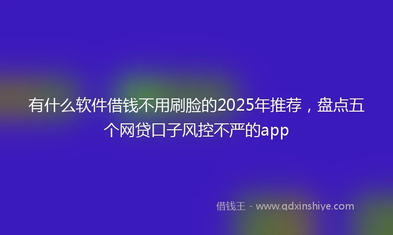有什么软件借钱不用刷脸的2025年推荐，盘点五个网贷口子风控不严的app