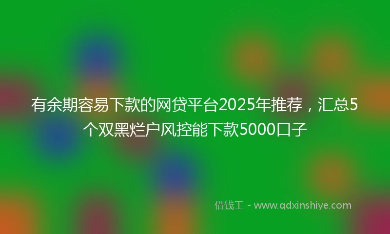 有余期容易下款的网贷平台2025年推荐,汇总5个双黑烂户风控能下款5000口子