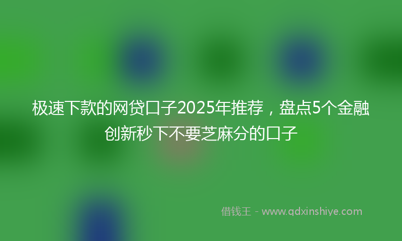 极速下款的网贷口子2025年推荐，盘点5个金融创新秒下不要芝麻分的口子