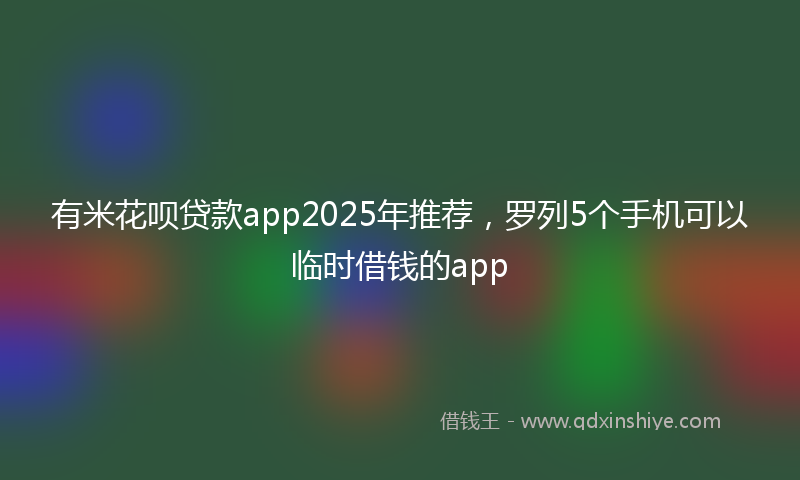 有米花呗贷款app2025年推荐，罗列5个手机可以临时借钱的app