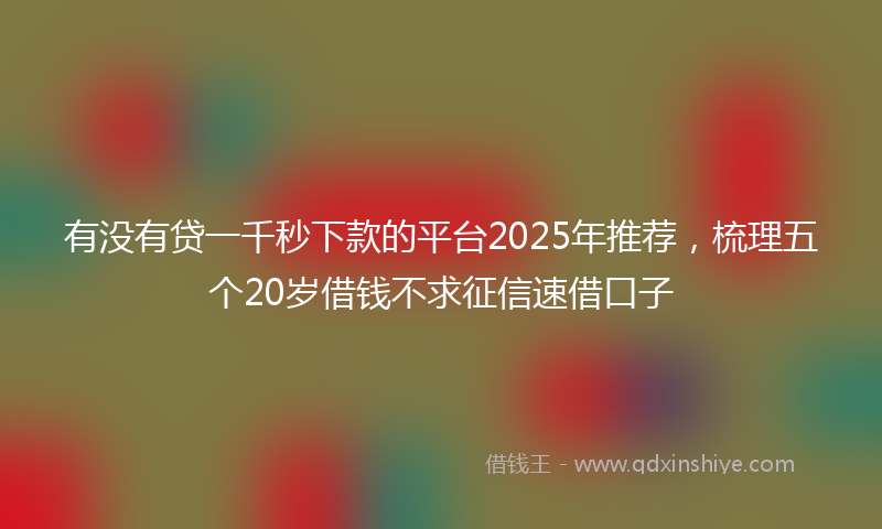 有没有贷一千秒下款的平台2025年推荐，梳理五个20岁借钱不求征信速借口子