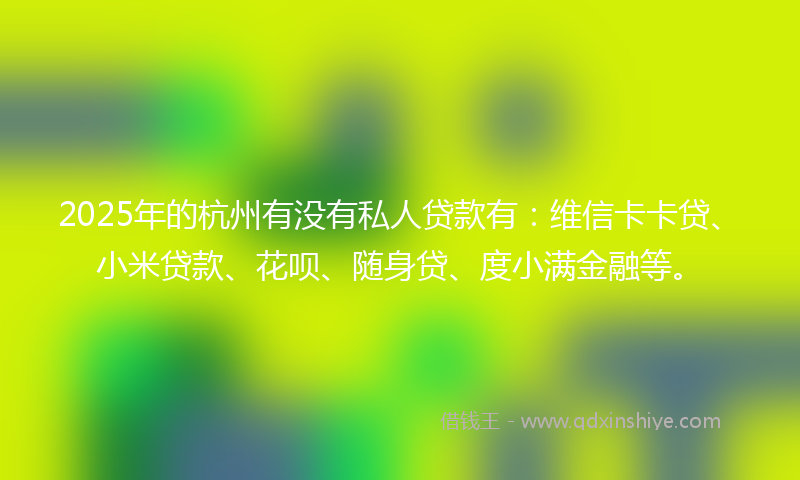 2025年的杭州有没有私人贷款有：维信卡卡贷、小米贷款、花呗、随身贷、度小满金融等。