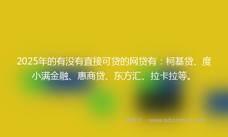 2025年的有没有直接可贷的网贷有：柯基贷、度小满金融、惠商贷、东方汇、拉卡拉等。