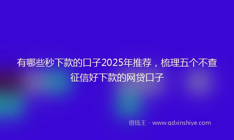 有哪些秒下款的口子2025年推荐，梳理五个不查征信好下款的网贷口子