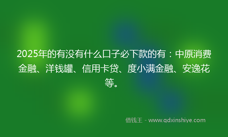 2025年的有没有什么口子必下款的有：中原消费金融、洋钱罐、信用卡贷、度小满金融、安逸花等。