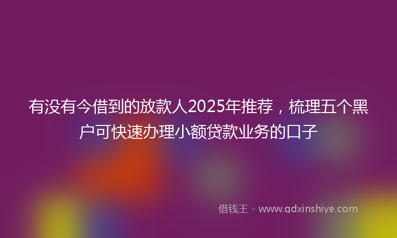有没有今借到的放款人2025年推荐，梳理五个黑户可快速办理小额贷款业务的口子