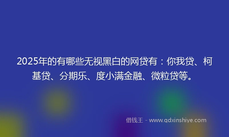 2025年的有哪些无视黑白的网贷有：你我贷、柯基贷、分期乐、度小满金融、微粒贷等。