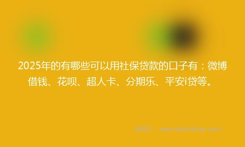2025年的有哪些可以用社保贷款的口子有：微博借钱、花呗、超人卡、分期乐、平安i贷等。