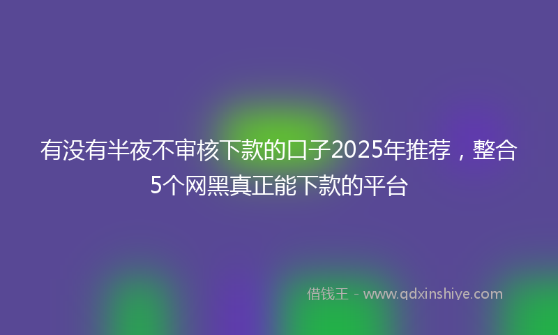 有没有半夜不审核下款的口子2025年推荐，整合5个网黑真正能下款的平台