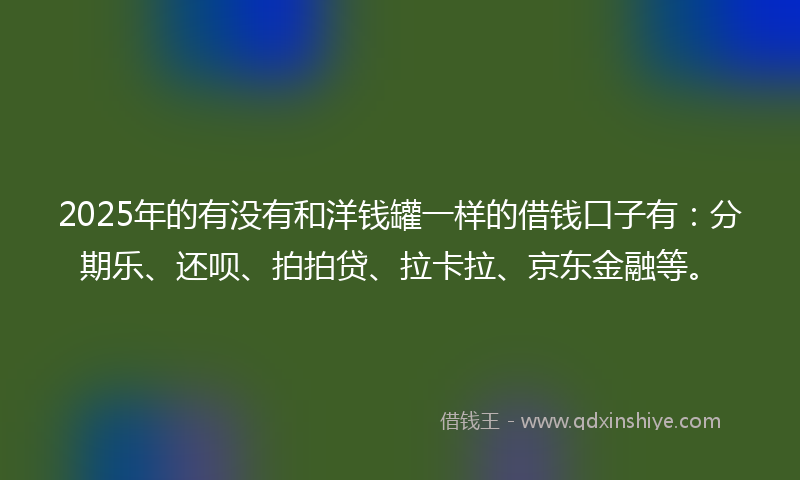 2025年的有没有和洋钱罐一样的借钱口子有：分期乐、还呗、拍拍贷、拉卡拉、京东金融等。